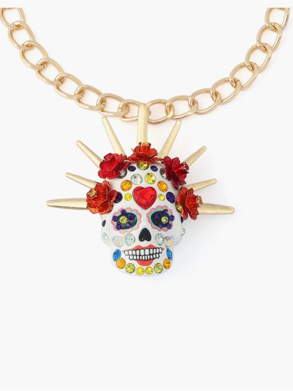 BETSEY JOHNSON SUGAR SKULL BRIDE CROWN PENDANT NECKLACE - Picture 3 of 7